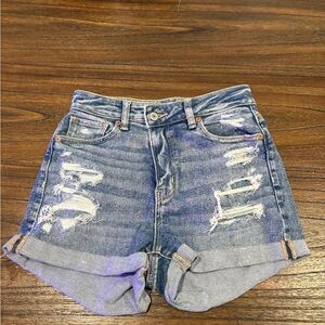 American Eagle Outfitters Blue Distressed Jean Shorts